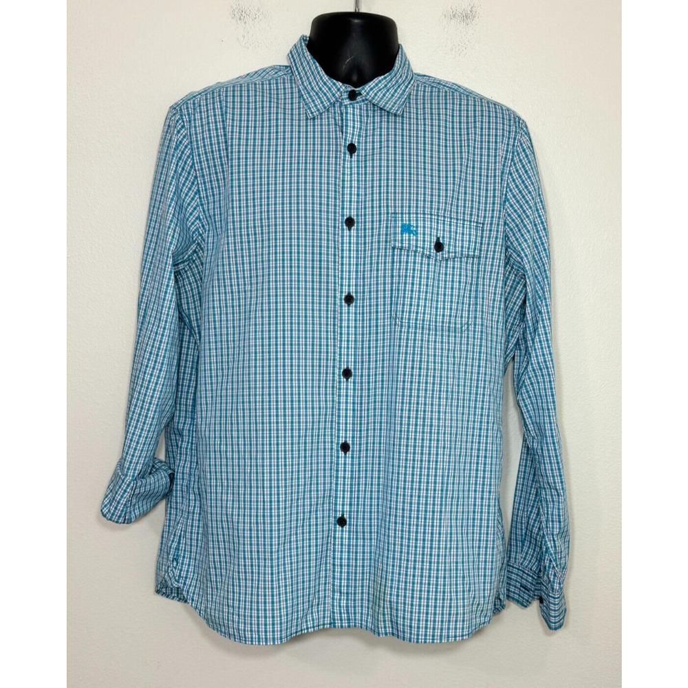 Burberry Brit Shirt Mens Size XL Blue Plaid Button Down Long Sleeve